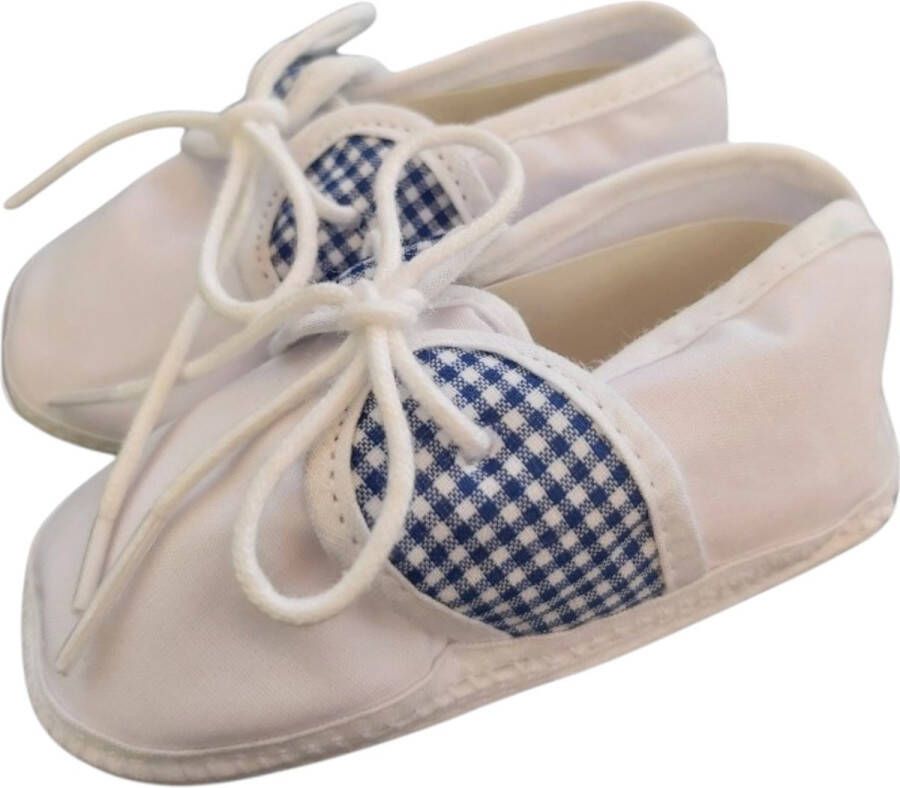 Junior joy Babyschoenen blauw ruitje newborn