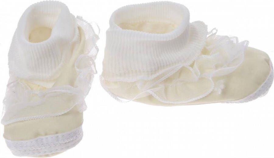 Junior joy Babyschoenen Hoog Newborn Meisjes Geel wit Met Kant