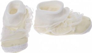 Junior joy Babyschoenen Hoog Newborn Geel wit Met Kant