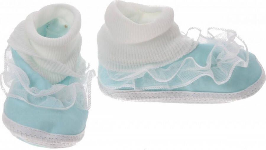 Junior joy Babyschoenen Hoog Newborn Meisjes Lichtblauw wit Met Kant