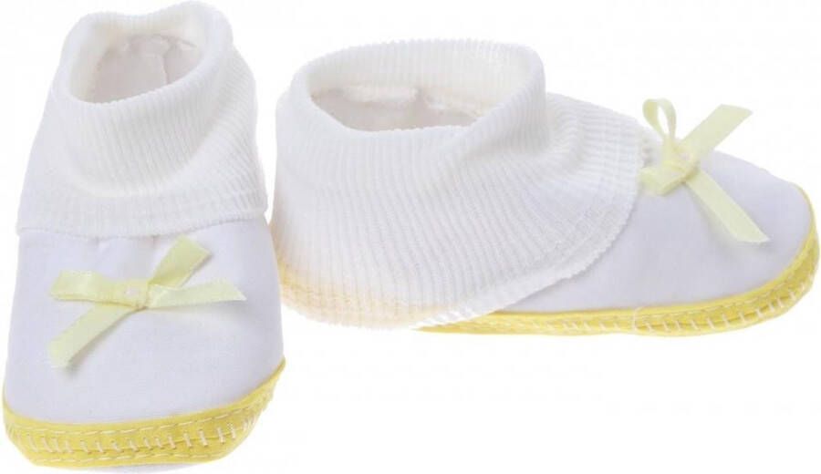 Junior joy Babyschoenen Hoog Newborn Meisjes Wit geel Met Strik - Foto 1