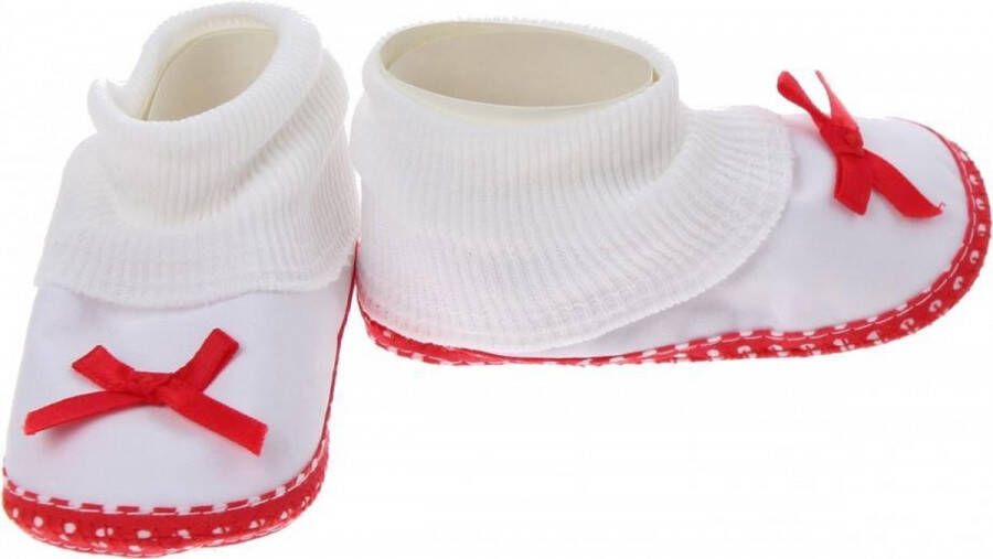 Junior joy Babyschoenen Hoog Newborn Meisjes Wit rood Met Strik