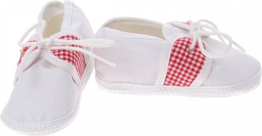 Junior joy Babyschoenen Newborn Junior Wit Met Rode Ruitjes