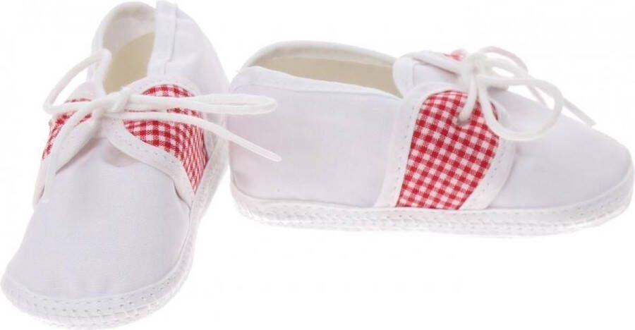 Junior joy Babyschoenen Newborn Junior Wit Met Rode Ruitjes - Foto 1