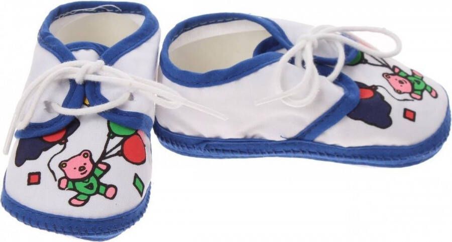 Junior joy Babyschoenen Newborn Junior Wit blauw Met Beertje