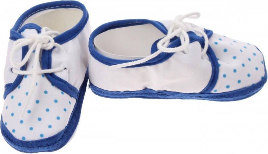 Junior joy Babyschoenen Newborn Junior Wit blauw Met Stippen