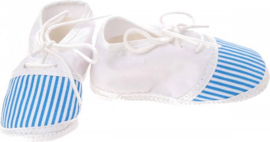 Junior joy Babyschoenen Newborn Junior Wit blauw Met Strepen