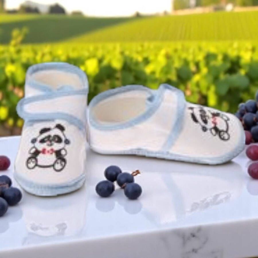 Junior joy Babyschoenen Newborn Junior Wit lichtblauw Met Panda