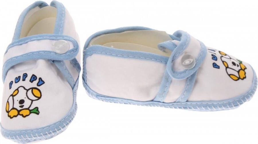 Junior joy Babyschoenen Newborn Junior Wit lichtblauw Met Puppy