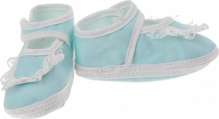 Junior joy Babyschoenen Newborn Kant Meisjes Lichtblauw wit