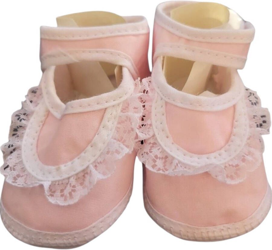 Junior joy Babyschoenen Newborn Kant Meisjes Roze wit