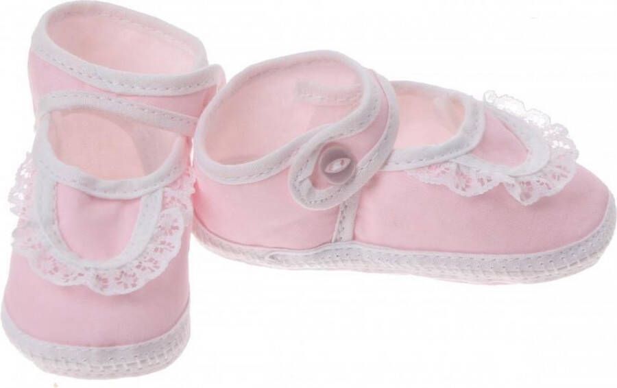 Junior joy Babyschoenen Newborn Kant Meisjes Roze wit