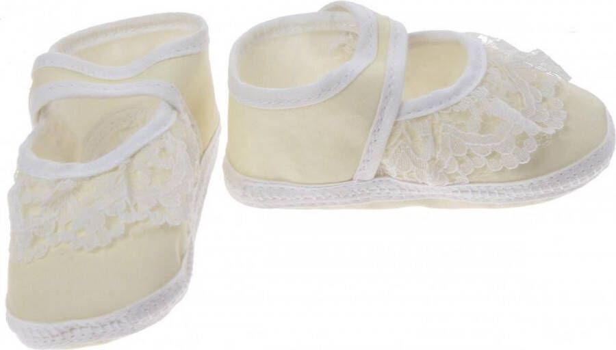 Junior joy Babyschoenen Newborn Meisjes Geel wit Met Kant