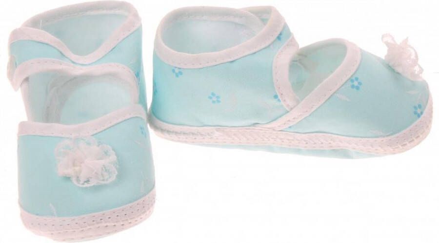 Junior joy Babyschoenen Newborn Meisjes Lichtblauw Met Bloemetjes