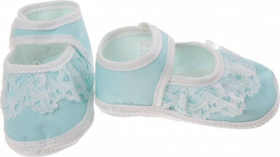 Junior joy Babyschoenen Newborn Meisjes Lichtblauw wit Met Kant