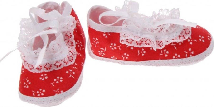 Junior joy Babyschoenen Newborn Meisjes Rood Met Witte Bloemetjes - Foto 1