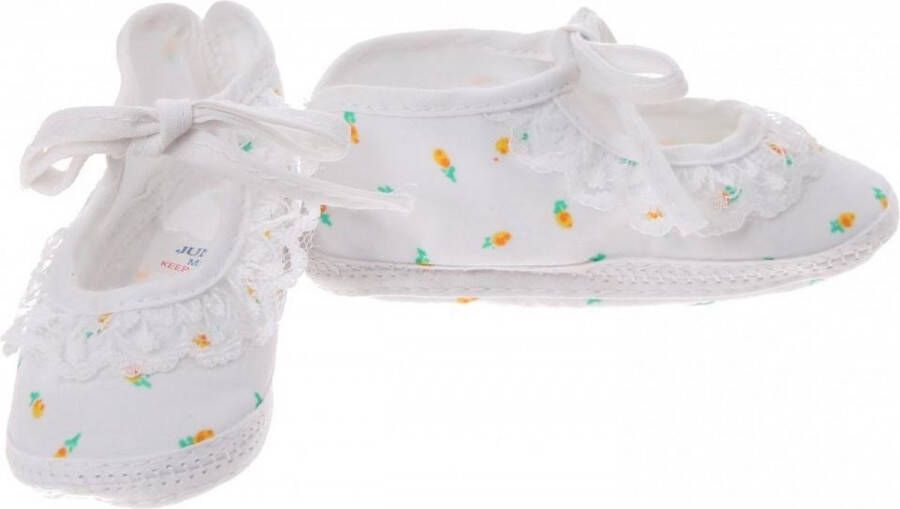 Junior joy Babyschoenen Newborn Meisjes Wit Met Gele Roos