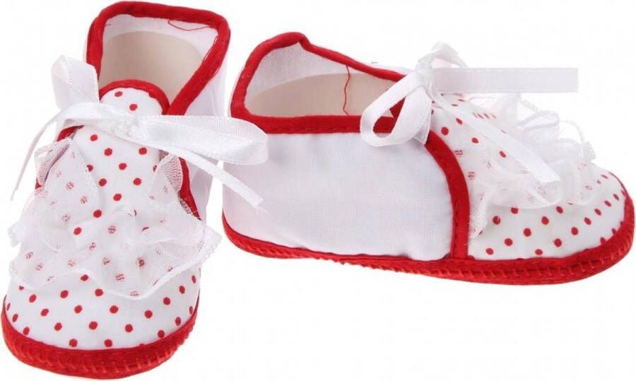 Junior joy Babyschoenen Newborn Meisjes Wit rood Met Stippen - Foto 1