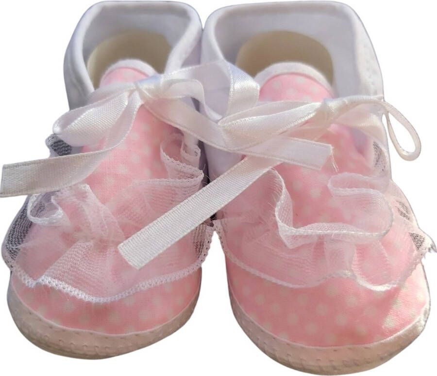 Junior joy Babyschoenen Newborn Meisjes Wit roze Met Stippen