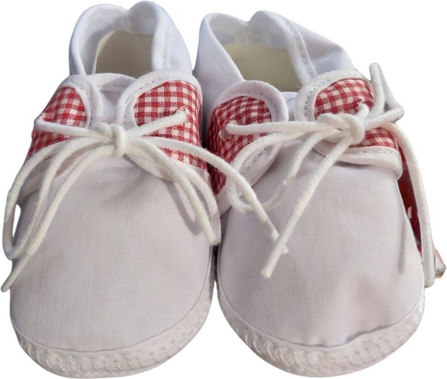 Junior joy Babyschoenen Newborn Junior Wit Met Rode Ruitjes