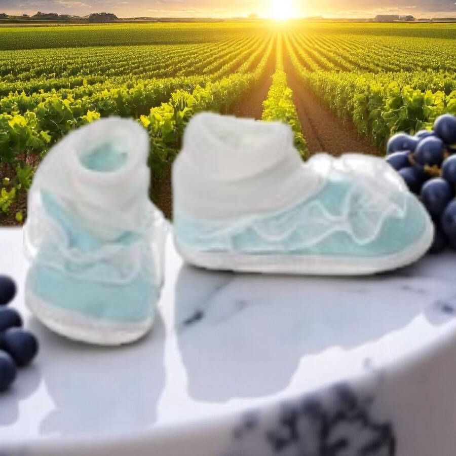 Junior joy Babysloffen Newborn Lichtblauw wit Met Kant