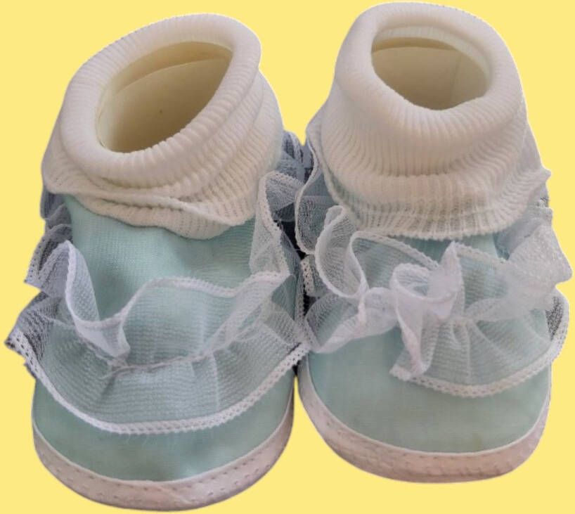 Junior joy Babyschoenen Hoog Newborn Meisjes Lichtblauw wit Met Kant