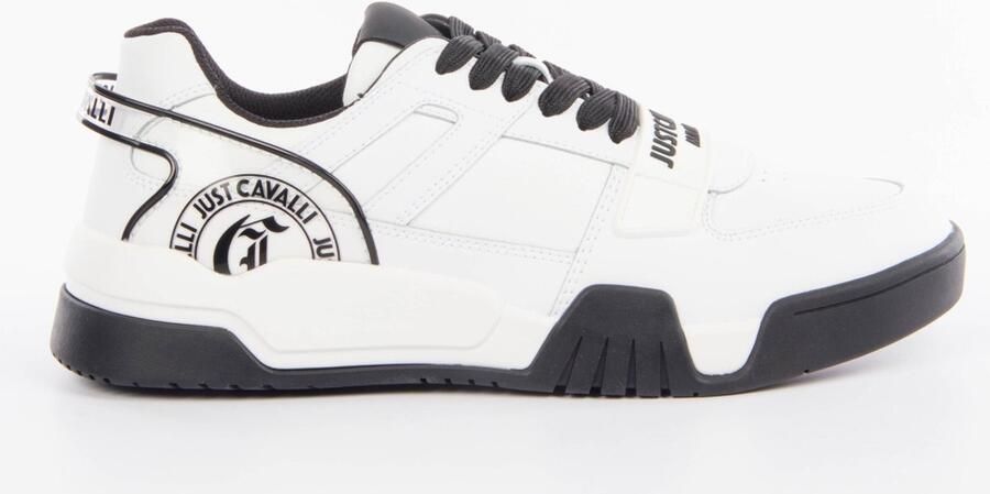 Just Cavalli Witte Sneakers met Korrelig Leer White Heren