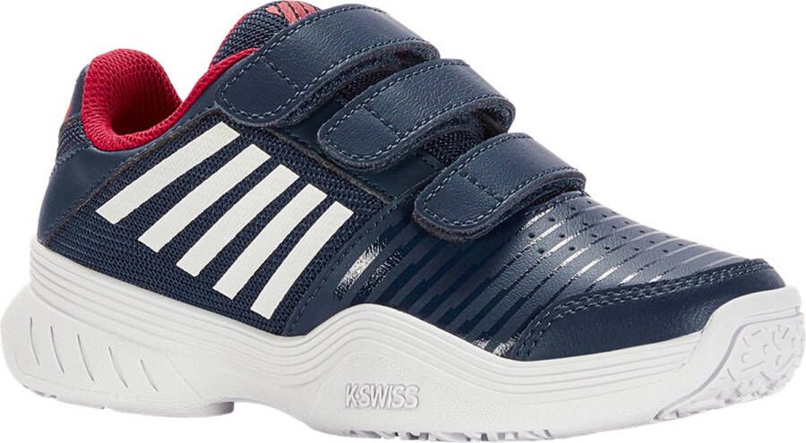 K-Swiss Court Express Strap Omni Kinder Tennisschoen Kinder Sportschoen Kinder Gymschoen Blauw Wit Rood