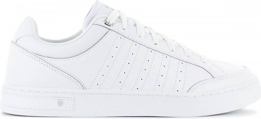 K-Swiss Court Block Herren Sneakers Sportschoenen Schoenen Leer Wit 07411-101-M