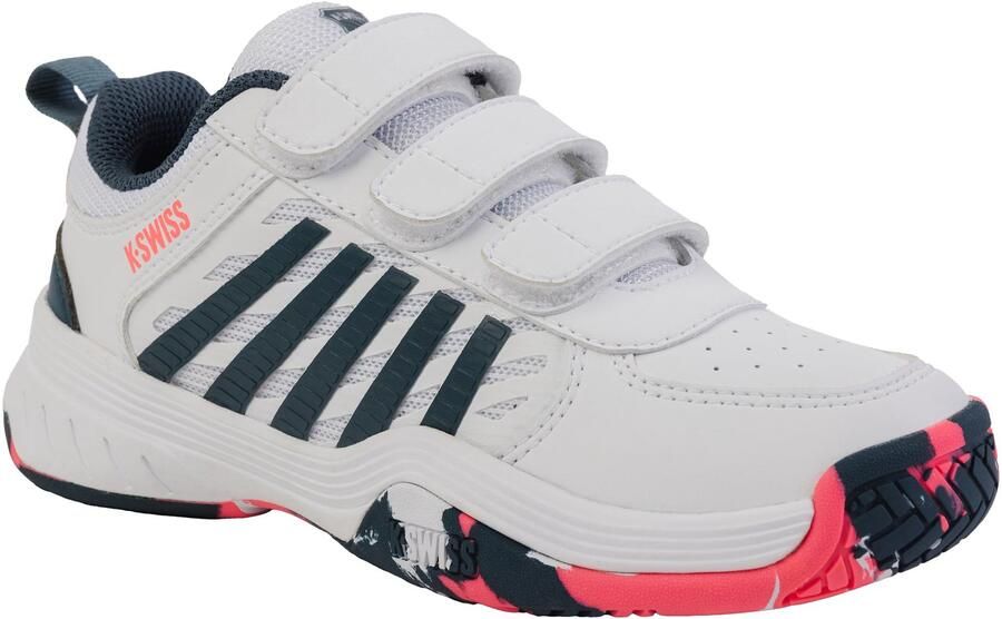K-Swiss Court Express 2 Strap Jeugd Tennisschoenen Wit Stargazer Neon Blaze
