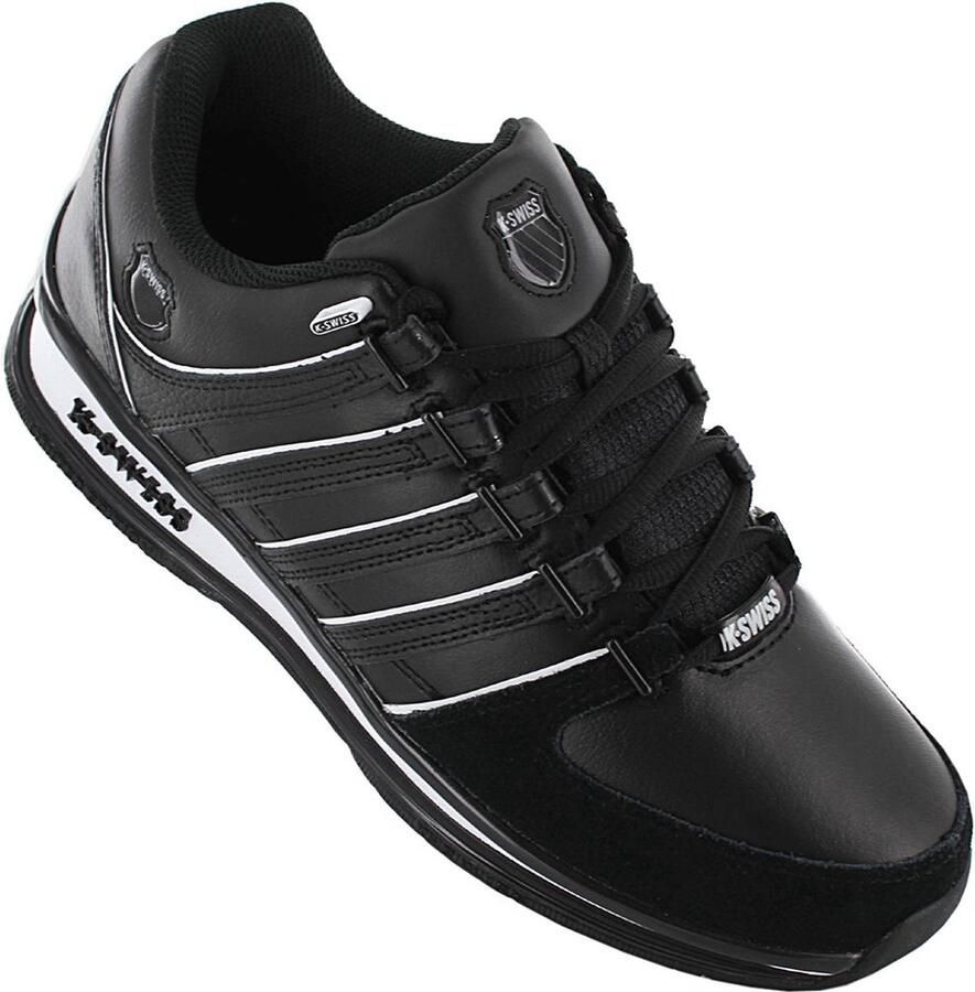 K-Swiss Rinzler Heren Leer Sneakers Schoenen Sportschoenen Zwart 01235-002-M - Foto 2
