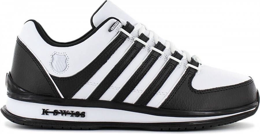 K-Swiss Rinzler Heren Leer Sneakers Sportschoenen Schoenen Wit-Zwart 01235-944-M - Foto 2