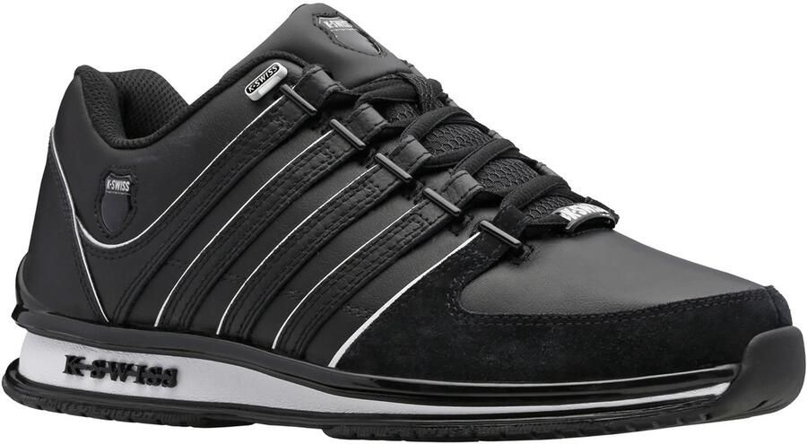 K-Swiss Rinzler Heren Leer Sneakers Schoenen Sportschoenen Zwart 01235-002-M - Foto 6
