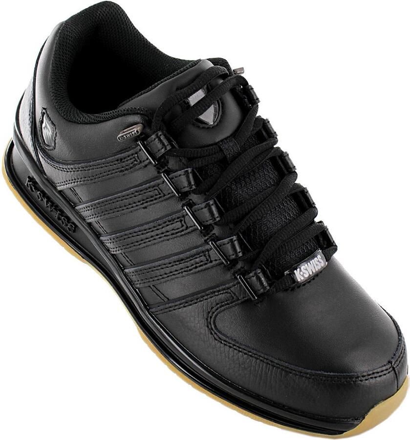 K-Swiss Rinzler Heren Leer Sneakers Sport Casual Schoenen Zwart 01235-050-M - Foto 2