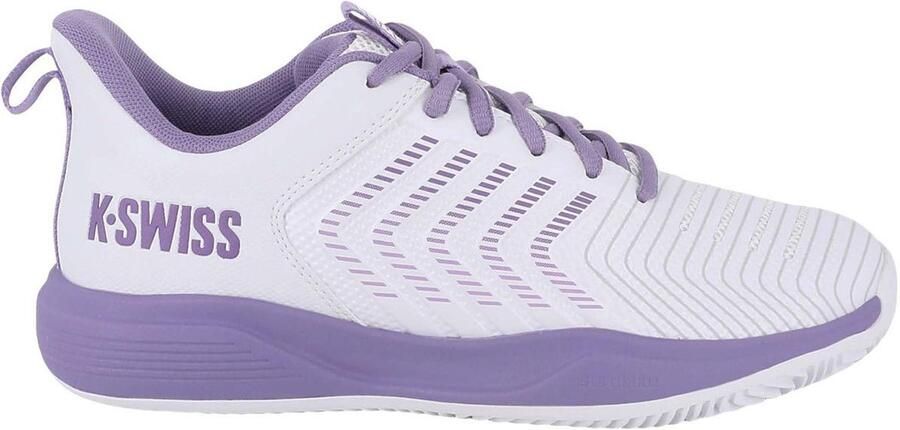 K-Swiss Ultrashot Light Clay Dames Tennisschoen Wit Paars Gravel Sportschoen
