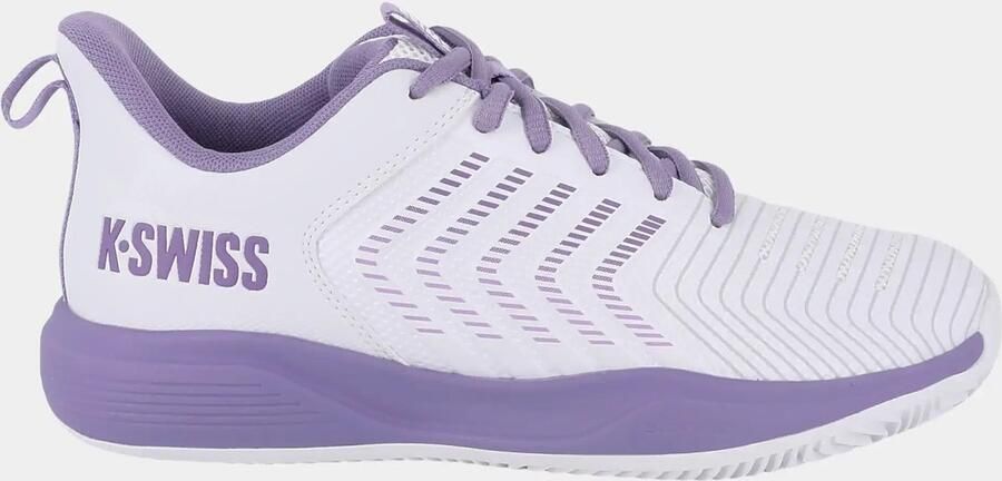 K-Swiss Ultrashot Light Clay Dames Tennisschoen Wit Paars Gravel Sportschoen