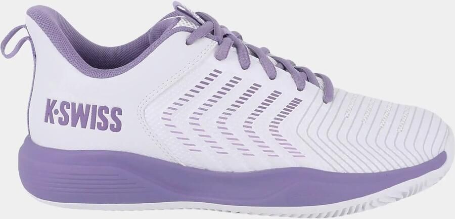 K-Swiss Ultrashot Light Clay Dames Tennisschoen Wit Paars Gravel Sportschoen