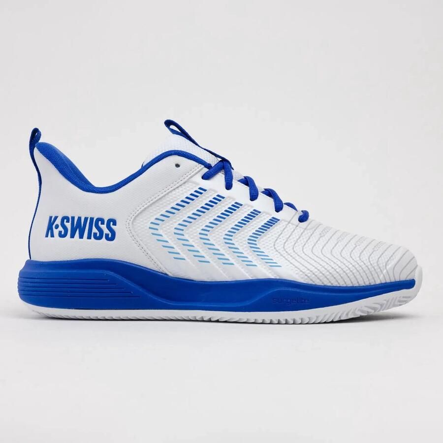 K-Swiss Ultrashot Light Clay Heren Tennisschoen Wit Blauw Sportschoen Gravel Alle Ondergronden