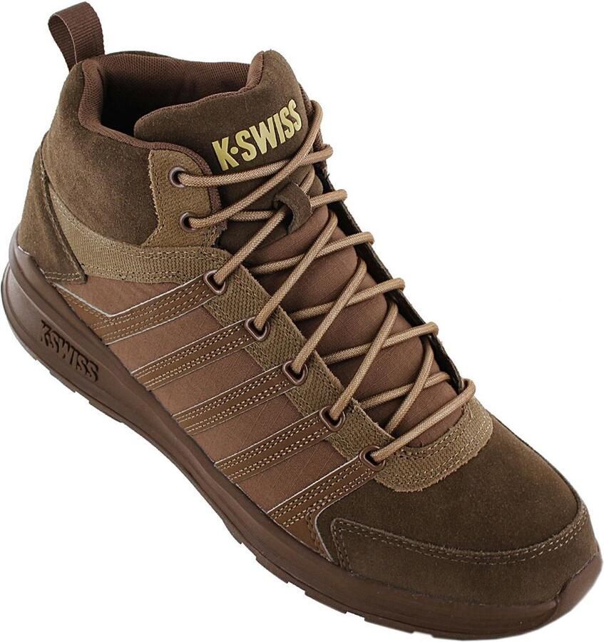 K-Swiss Vista Trainer Mid Herren Sneakers Sportschoenen Schoenen Leer Bruin 07145-210-M