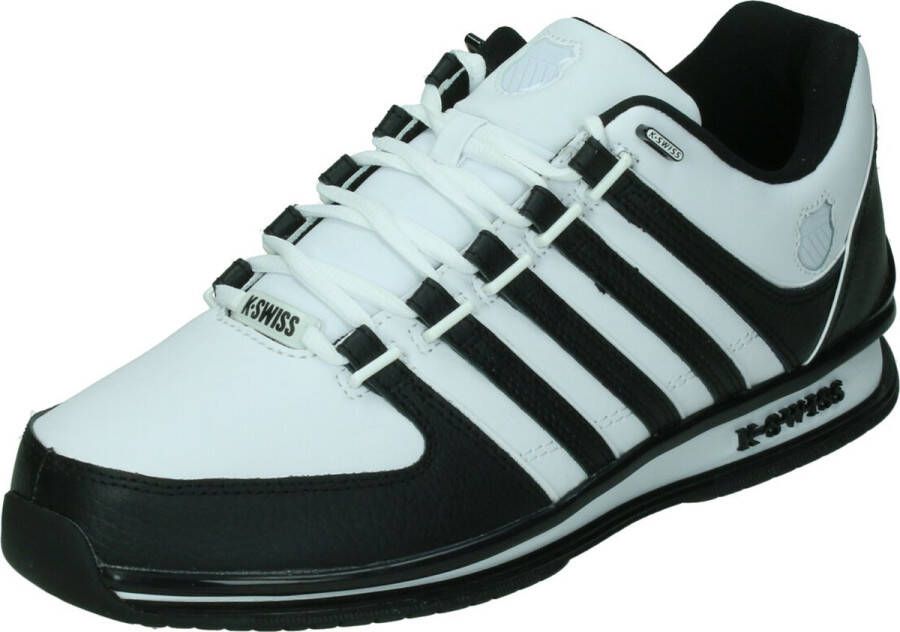 K-Swiss Rinzler Heren Leer Sneakers Sportschoenen Schoenen Wit-Zwart 01235-944-M