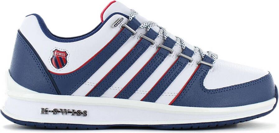 K-Swiss Rinzler Leather Heren Sneakers Schoenen Leer Wit-Blauw 01235-136-M