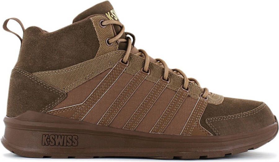 K-Swiss Vista Trainer Mid Herren Sneakers Sportschoenen Schoenen Leer Bruin 07145-210-M