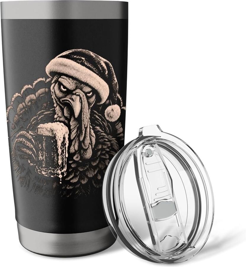 Kalkoen bier grappige kerst thermobeker