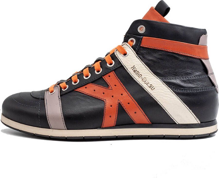 Kamo Gutsu Hoge Sneaker Black Curcuma Retro Sneakers Handgemaakt in Italië Topkwaliteit Leer