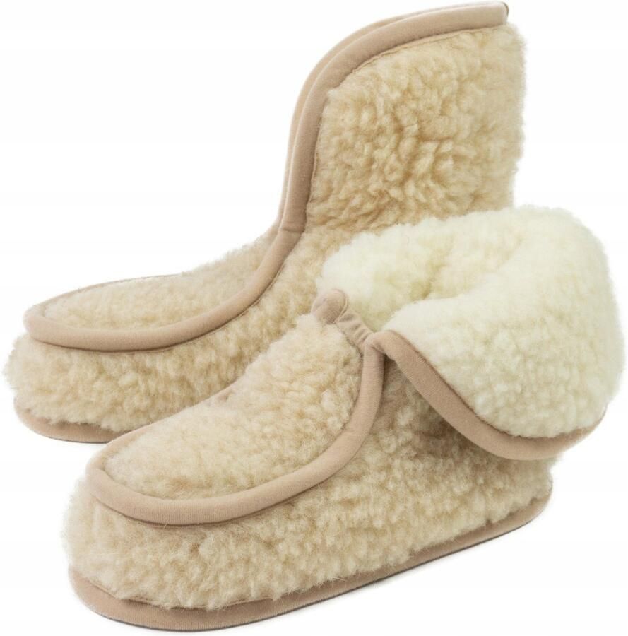 KAMPOL Dames Merino Wol Pantoffels Granny Beige