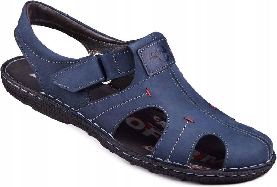 KAMPOL Heren Sandaals Nubuck Leer Navy