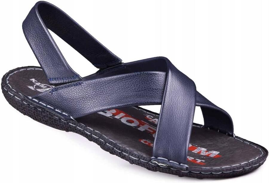 KAMPOL Heren Sandalen Leer Blauw Comfort & Kwaliteit