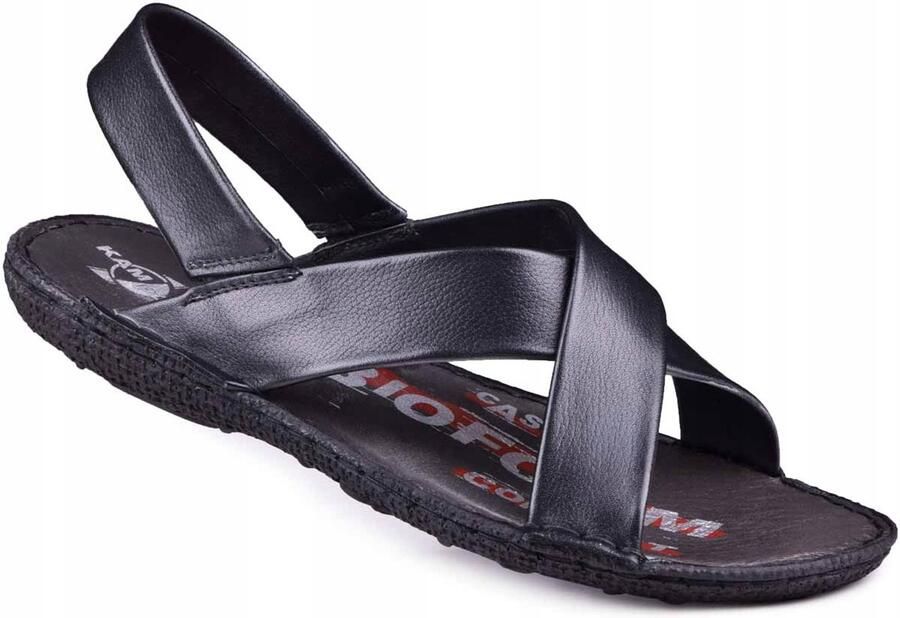 KAMPOL Heren Sandalen Leer Zwart Comfort & Kwaliteit