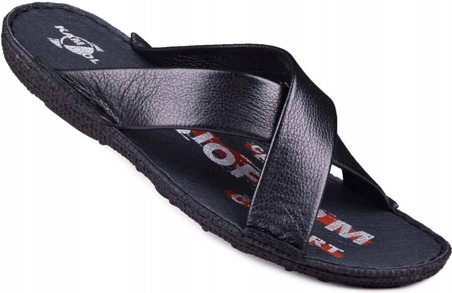 KAMPOL Herenslippers Leer Zwart