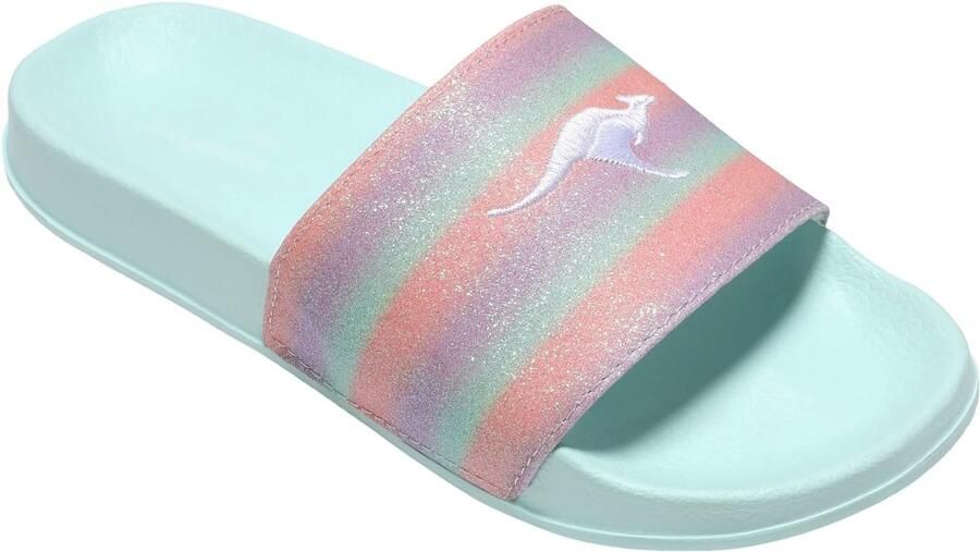 KangaROOS Dames K-Slide Shine Slippers Mint Regenboog